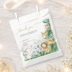 Safari Baby Animals Greenery Baby Shower Thank Favour Bags