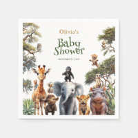 Safari Baby Animals Greenery Modern Baby Shower