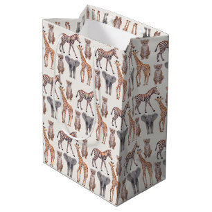 Safari Baby Animals Pattern  Medium Gift Bag