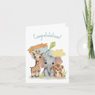 Safari Baby Animals Shower New Baby Card