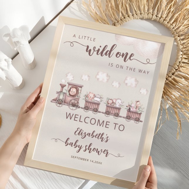 Safari Baby Animals Train Baby Shower Welcome  Poster (Creator Uploaded)