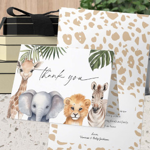Safari Baby Animals Wild One Baby Boy Shower Thank You Card