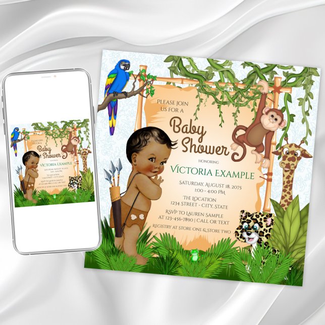 Safari Baby Boy Shower Invitations (Boy safari baby shower invitation. Instant download and printed invitations available.)