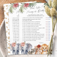 Safari Baby Girl Shower Guess Who mummy or daddy 