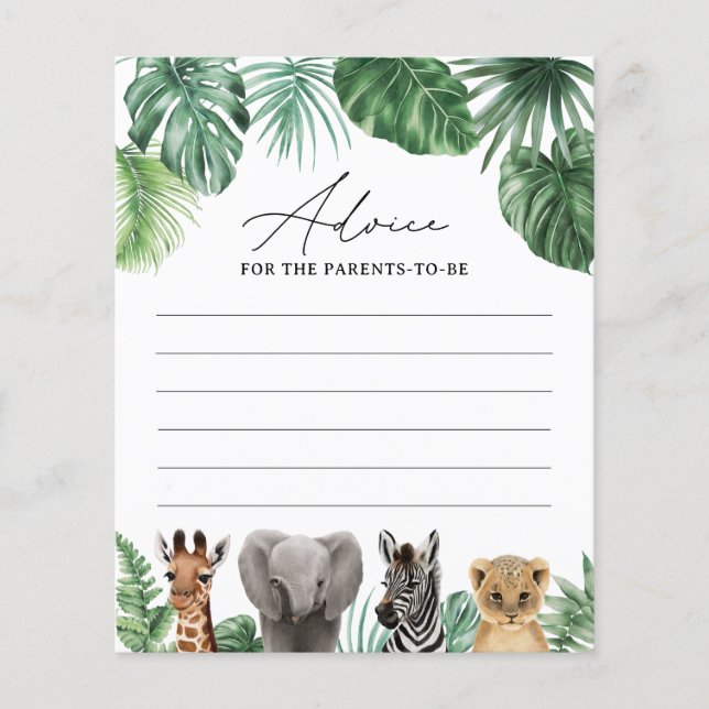 Safari Baby Shower Advice Card (Front)