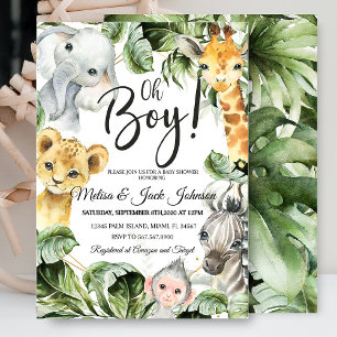 Safari baby shower baby boy shower  invitation