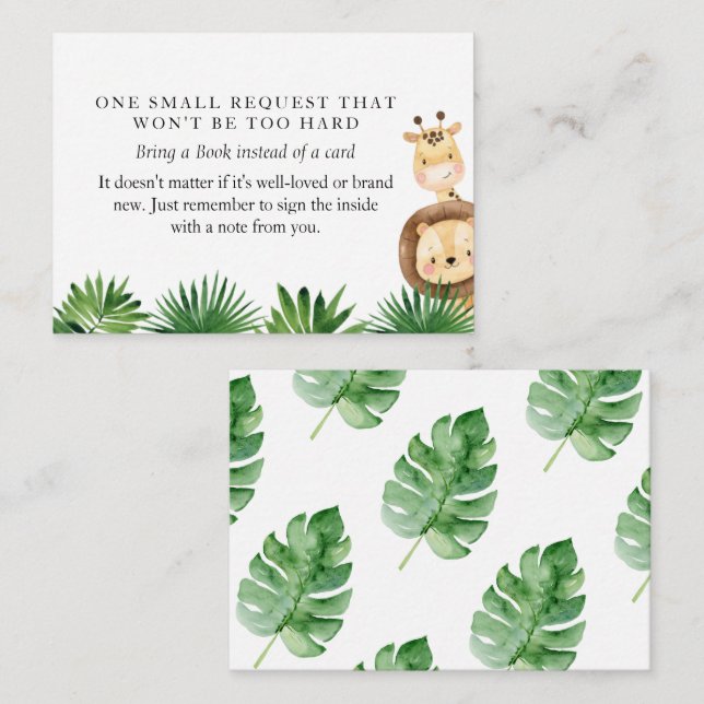 Safari Baby Shower Book Request Enclosure Card (Front/Back)