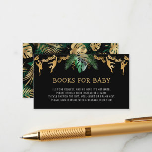 Safari Baby Shower Book Request Green Gold Black Enclosure Card
