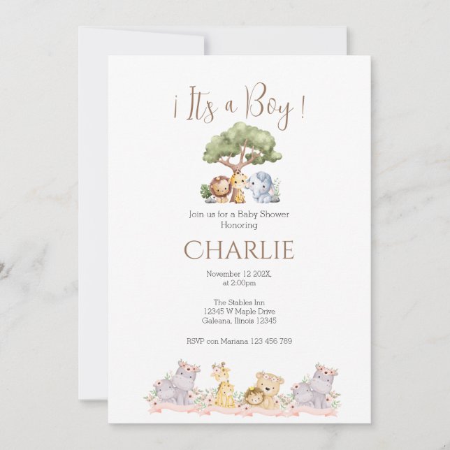 Safari Baby Shower Boy invitation (Front)
