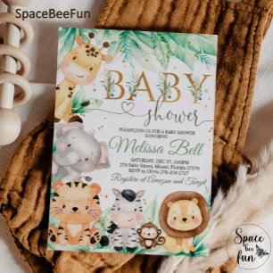 Safari Baby Shower BOY Wild Jungle animals Invitation