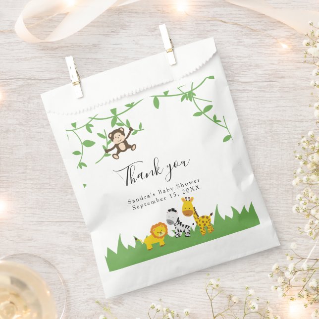 Safari Baby Shower Cute Jungle Animals Neutral  Favour Bags (Clipped)