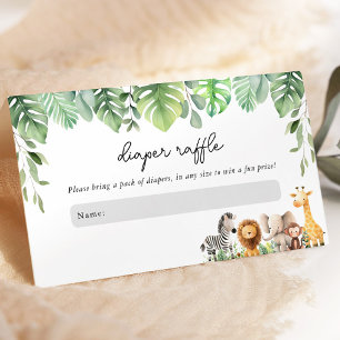 Safari Baby Shower Diaper Raffle Enclosure Card