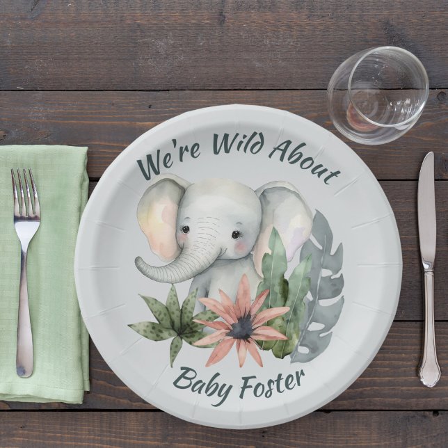 Safari Baby Shower Elephant Plates (Creator Uploaded)