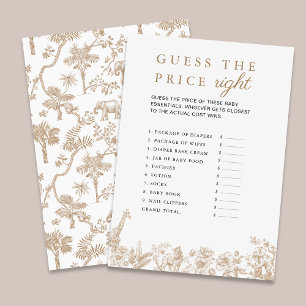 Safari Baby Shower Game Guess The Price Card