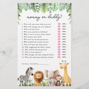 Safari Baby Shower Game - Mummy or Daddy Flyer