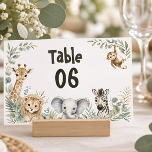 Safari Baby Shower Gender-Neutral Safari Animals Table Number