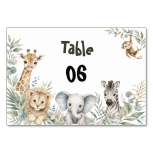 Safari Baby Shower Gender-Neutral Safari Animals  Table Number