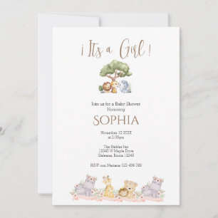 Safari Baby Shower Girl invitation