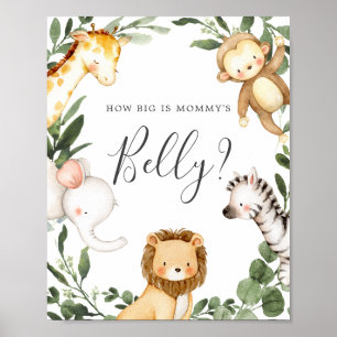 Safari Baby Shower Guess How Big is Mummy's Belly Poster