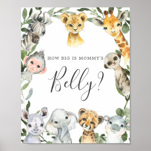 Safari Baby Shower Guess How Big is Mummy's Belly Poster