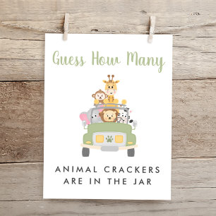 Safari Baby Shower Guess How Many Game Sign
