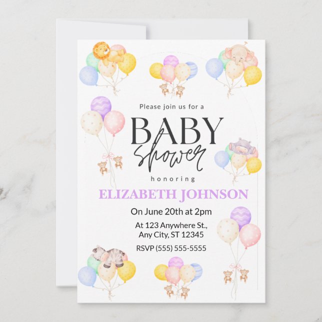 Safari Baby Shower Invitation (Front)