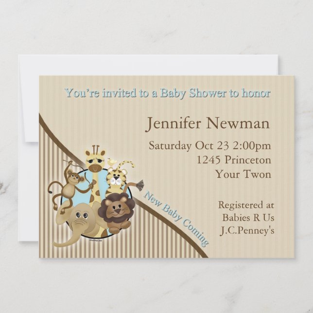 Safari Baby Shower Invitation (Front)