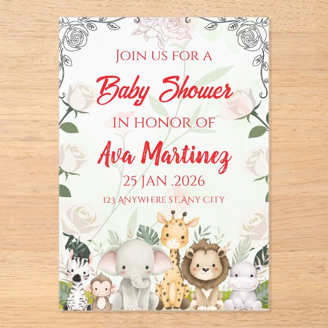Safari Baby Shower Invitation (Front)