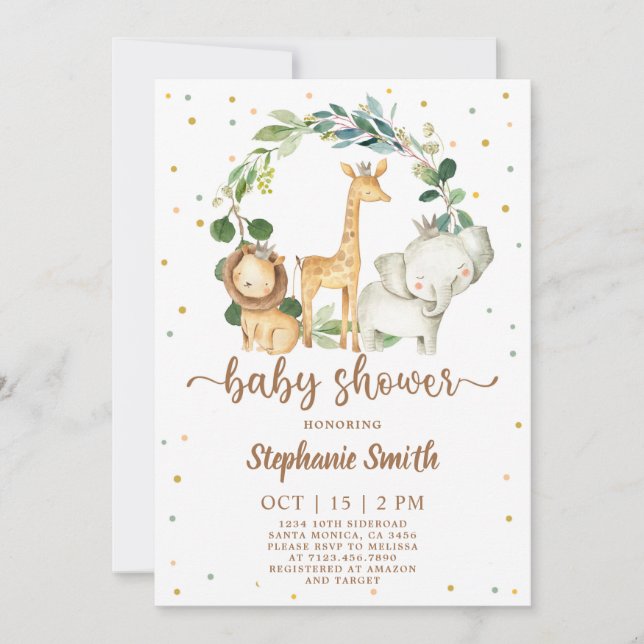 Safari Baby Shower Invitation (Front)