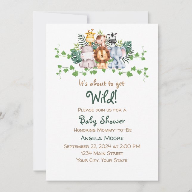 Safari Baby Shower Invitation (Front)