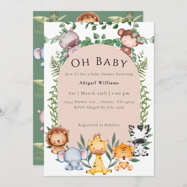 Safari Baby Shower Invitation (Front/Back)