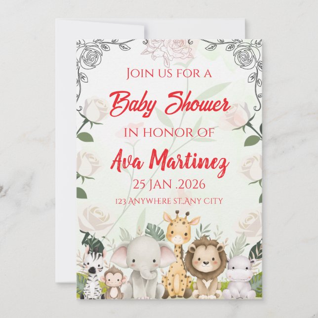 Safari Baby Shower Invitation (Front)