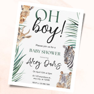 Safari Baby Shower Invitation Boy Jungle Theme