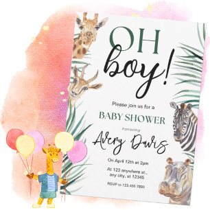 Safari Baby Shower Invitation Boy Jungle Theme