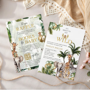 Safari Baby Shower Invite Wild One Jungle Animals