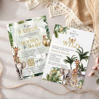 Safari Baby Shower Invite Wild One Jungle Animals