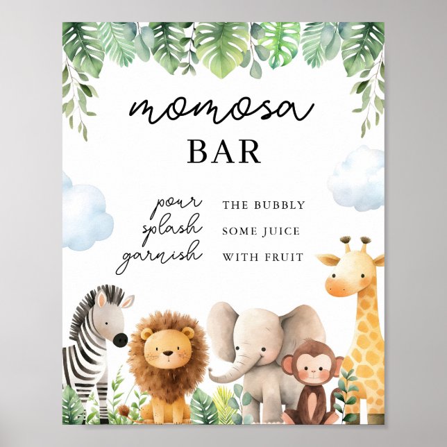 Safari Baby Shower Momosa Bar Sign (Front)