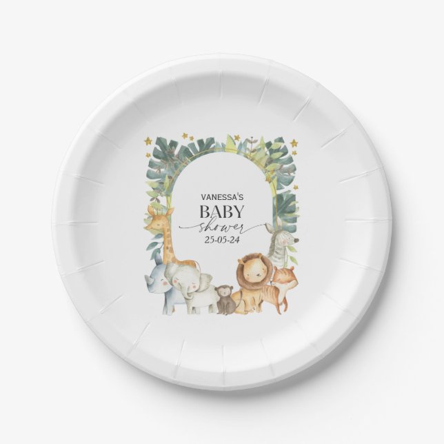 Safari baby shower paper plate (Front)