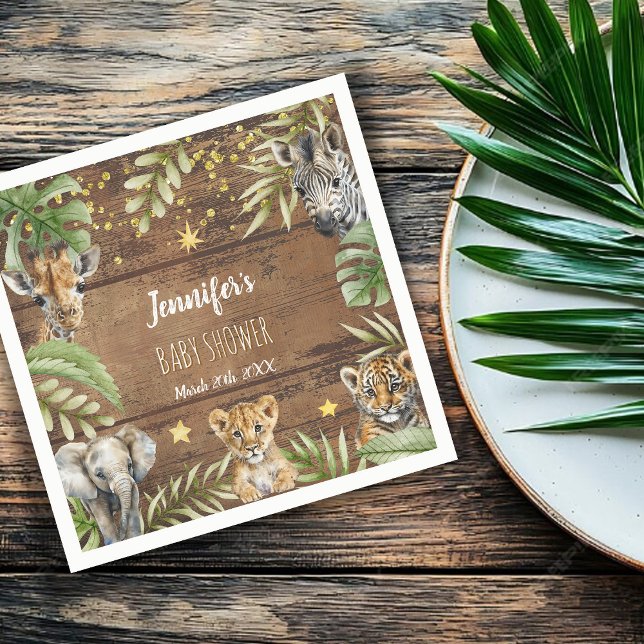 Safari Baby Shower Rustic Jungle Party Napkin (Creator Uploaded)