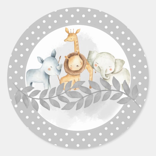 Safari Baby Shower Sticker (Front)