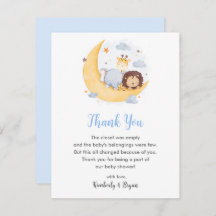 Safari Baby Shower Thank You Cards Boy Moon Dreamy
