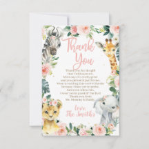 Safari Baby Shower Thank You Cards for a Boy