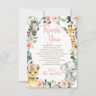 Safari Baby Shower Thank You Cards for a Boy