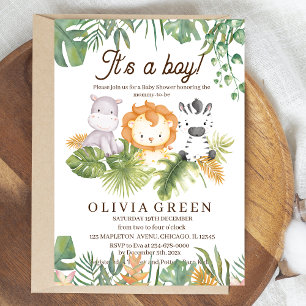 Safari Baby Shower Tropical Animals Baby Shower Invitation