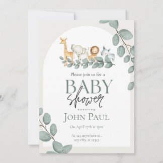 Safari Baby Shower Watercolor Background  Invitation