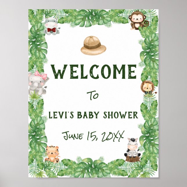 Safari Baby Shower Welcome Poster (Front)