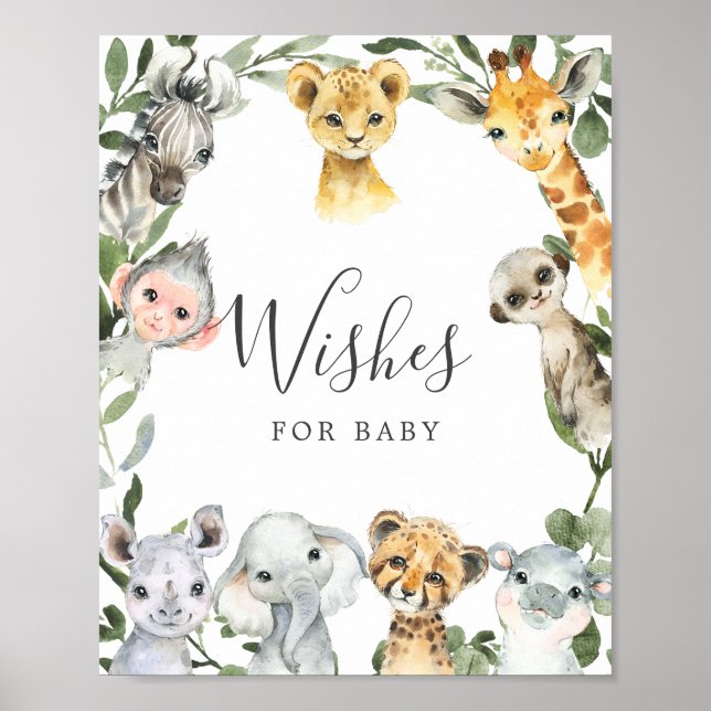 Safari Baby Shower Wishes For Baby Sign (Front)