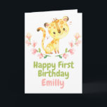 Safari Baby tiger Girl Happy 1st Birthday Card<br><div class="desc">Cute safari baby girl tiger birthday card perfect for your first birtday party!</div>