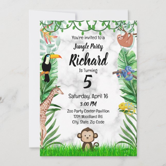Safari Birthday Invitation - Jungle Birthday Party (Front)