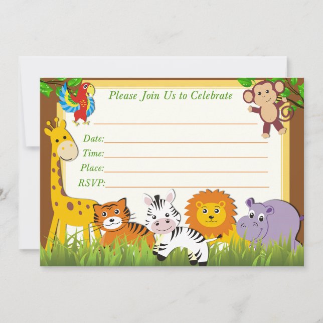 Safari birthday invitation,jungle invitation (Front)
